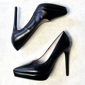 Elisabet Tang Black Leather Platform Stilettos
